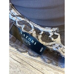 Natori Lace Trim Underwire Contour Bra Charcoal Grey Silver 34DD